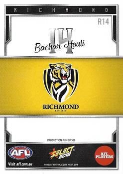 2018 Select AFL Club Team Sets - Richmond Tigers #R14 Bachar Houli Back